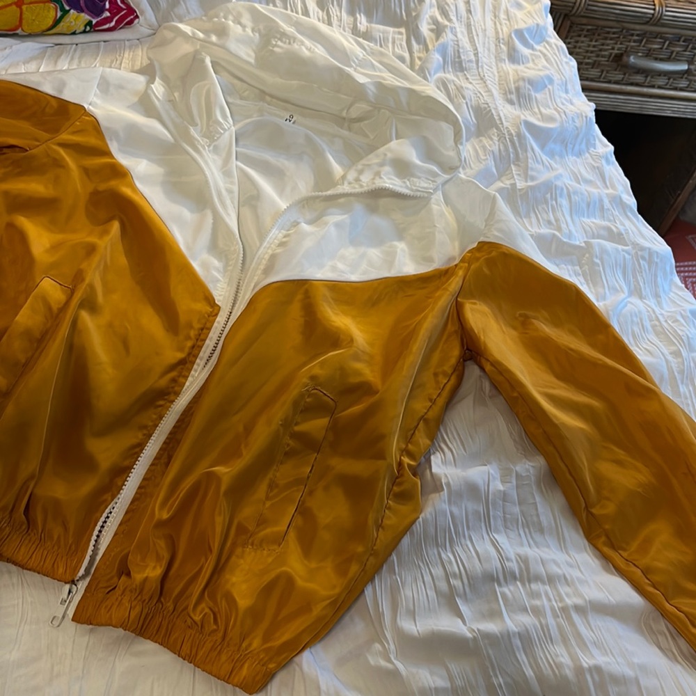 SHEIN - medium yellow and white windbreaker